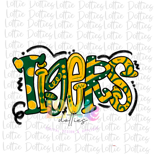 Tigers  PNG   - Instant Download - Digital Download - Sublimation Design - Green and Gold