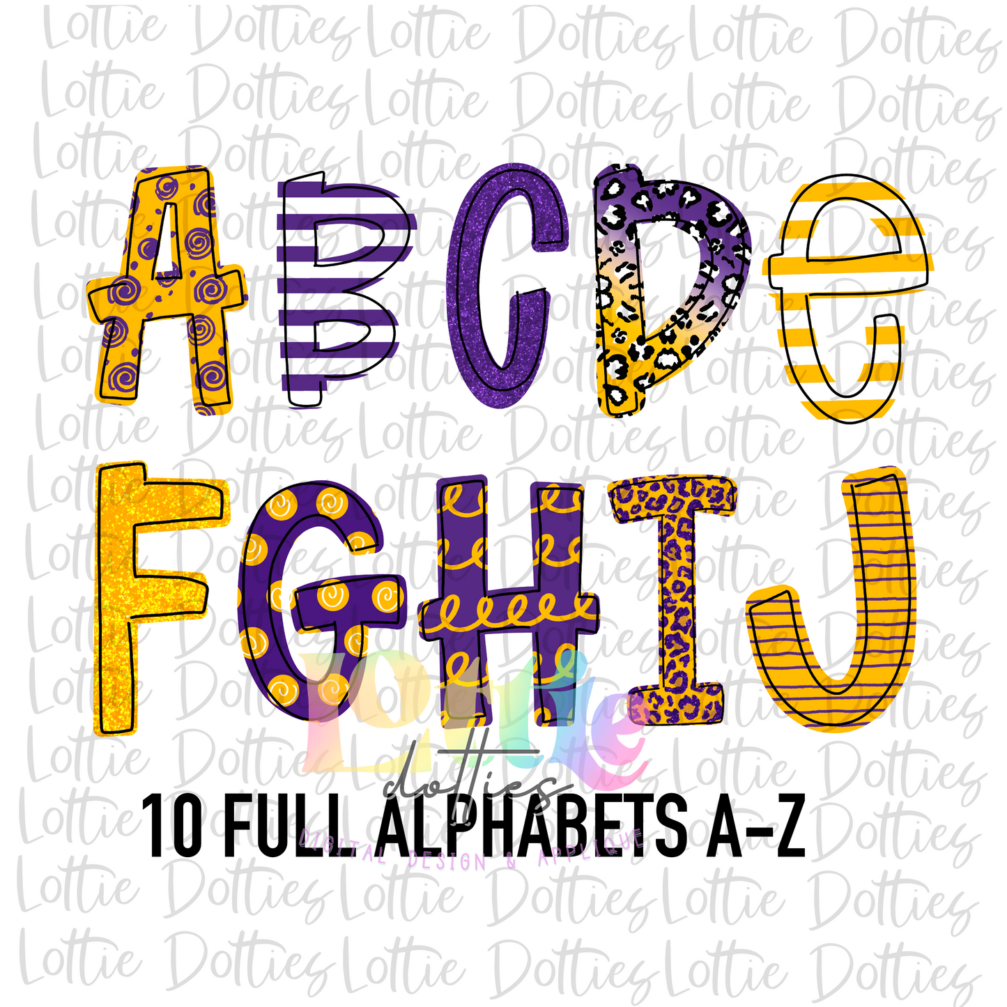 Purple and Gold Spirit Alphabet - Alpha Pack - Alphabet Clipart - Instant Download  - Girl Alpha Pack