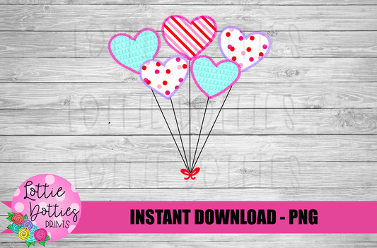 Heart Balloons - Valentines Day Png - Valentine’s Day Sublimation Design - Hearts - Digital Download