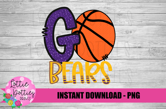 Go Bears PNG - Bears sublimation design - Digital Download