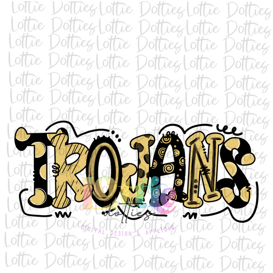 Trojans PNG - Trojans sublimation design - Digital Download - Black and Vegas Gold