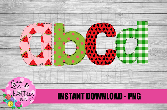 Watermelon Faux Applique Alphabet - Alpha Pack - Alphabet Clipart - Instant Download - Rainbow