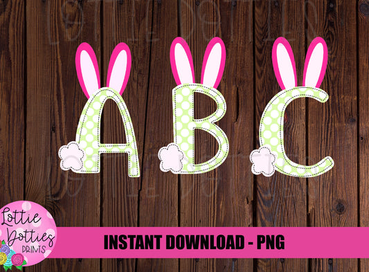 Easter Bunny Faux Applique Alphabet - Alpha Pack - Alphabet Clipart - Instant Download