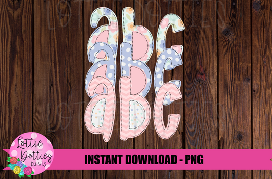 Flower Power Faux Applique Alphabet - Alpha Pack - Alphabet Clipart - Instant Download - Rainbow