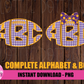 Football Alpha - Purple and Gold Alphabet - Alpha Pack - Alphabet Clipart - Instant Download  - Alpha Pack