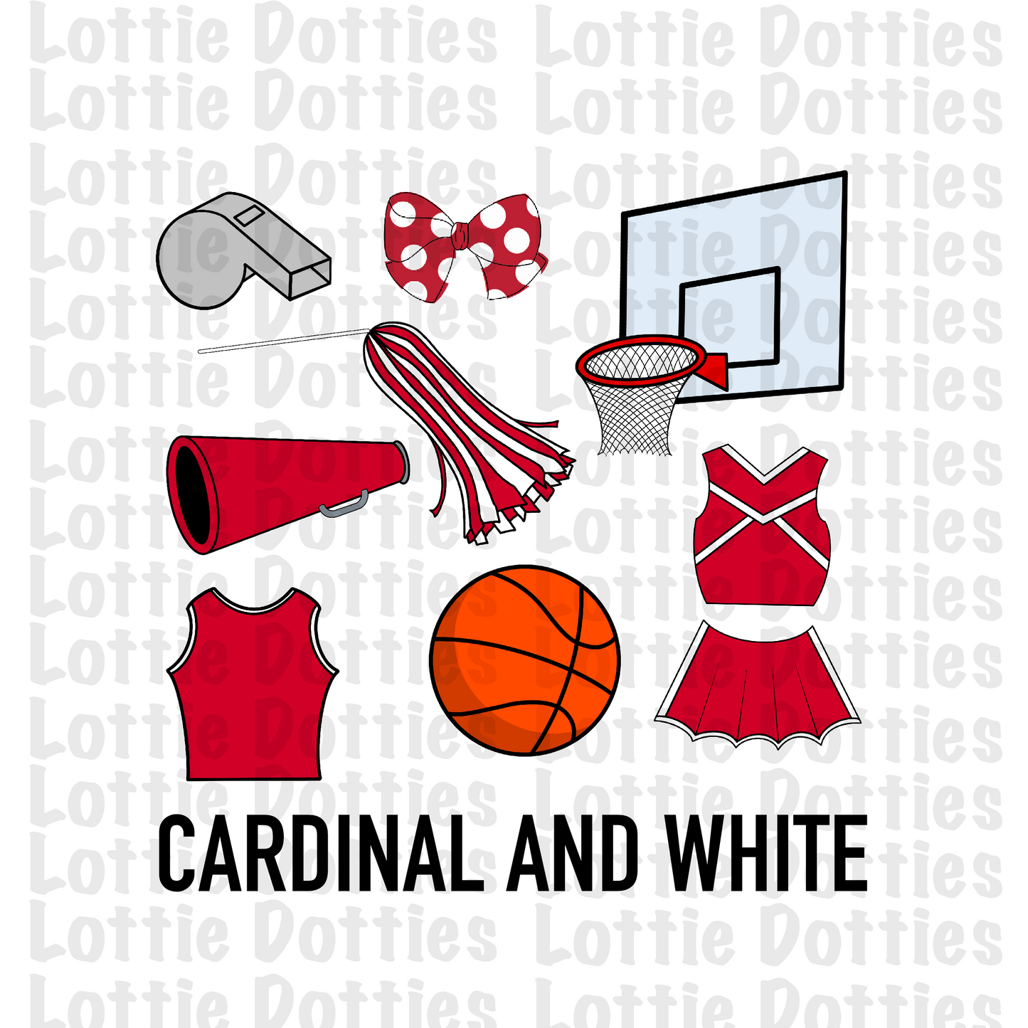 Cardinal and White Basketball and Cheer Elements - Basketball Alpha Pack add ons - Basketball Clipart - Digital Download - PNG