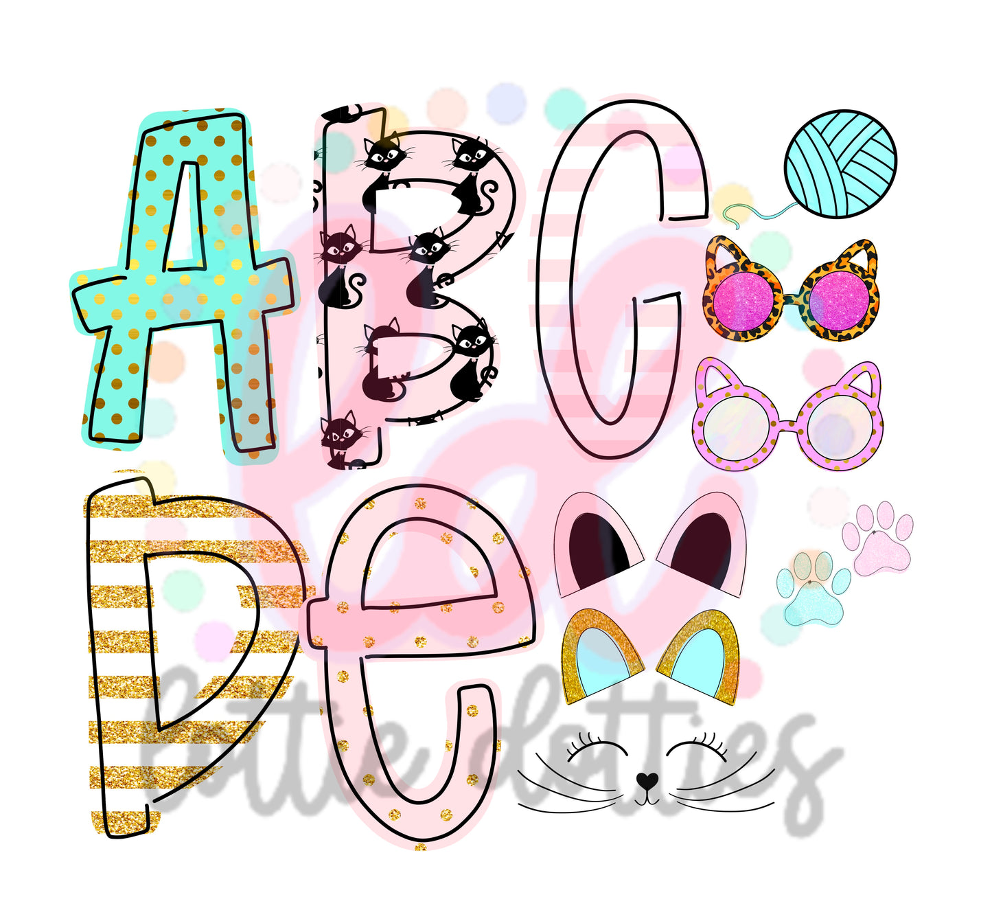 Kitty Cat Alphabet - Build your own Kitty Alpha Pack - Alphabet Clipart - Instant Download