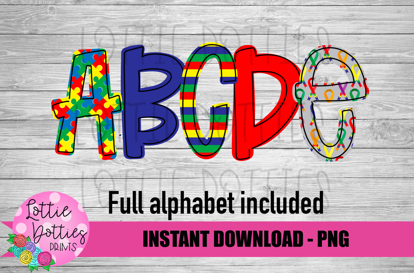 Autism Alphabet - Alpha Pack - Alphabet Clipart - Instant Download  - Alpha Pack