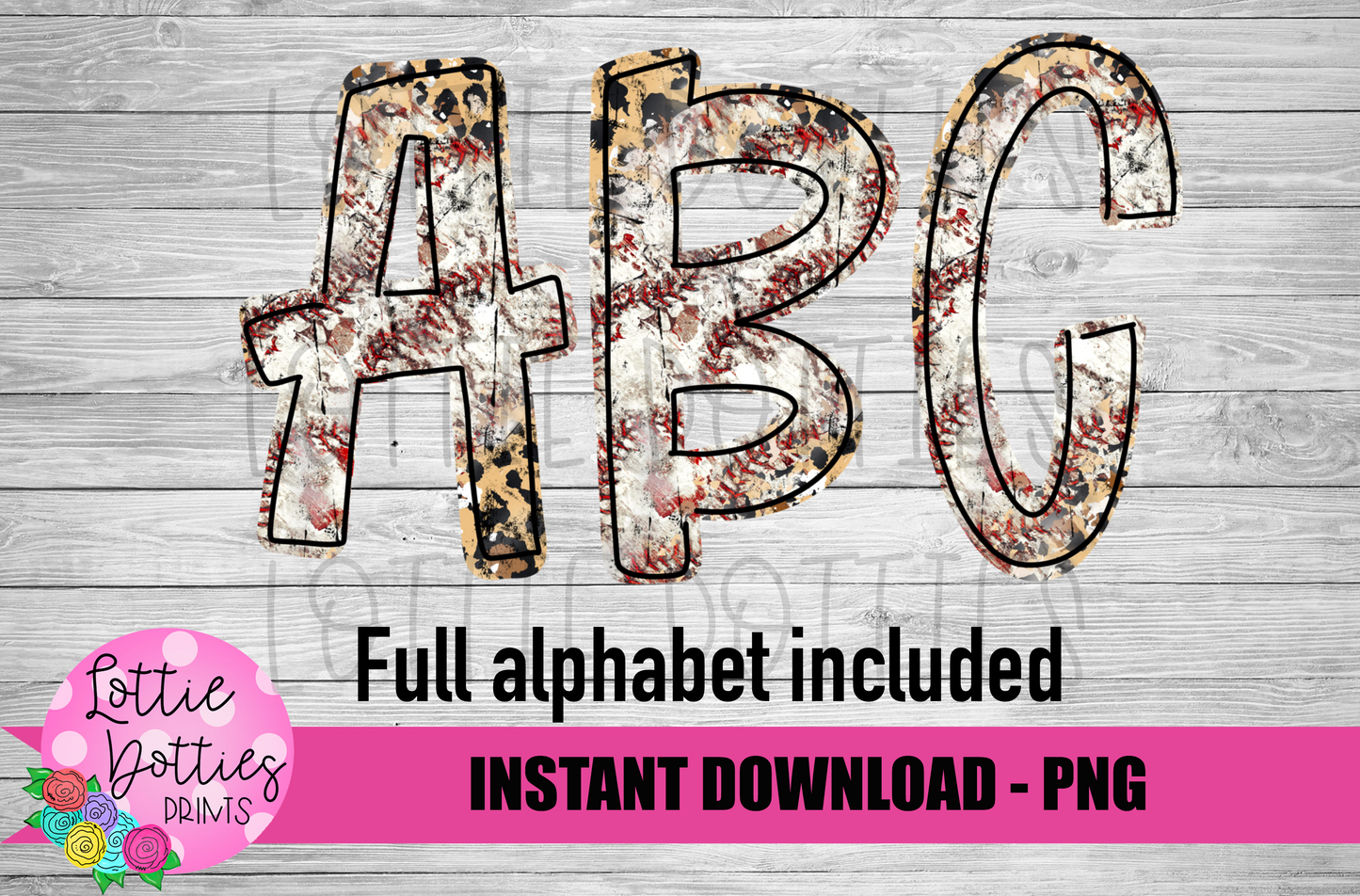 Leopard Baseball Alphabet - Alpha Pack - Alphabet Clipart - Instant Download  - Alpha Pack