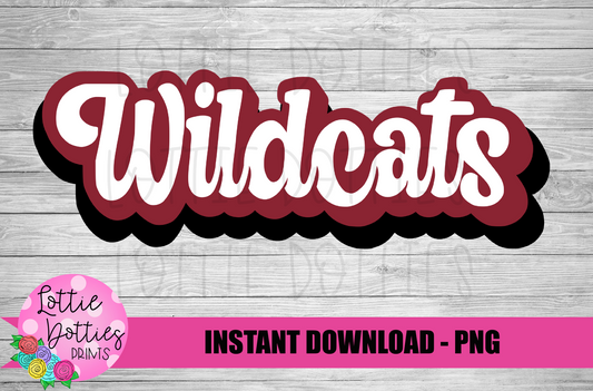 Wildcats PNG - Maroon and black-  Wildcats sublimation design - Digital Download