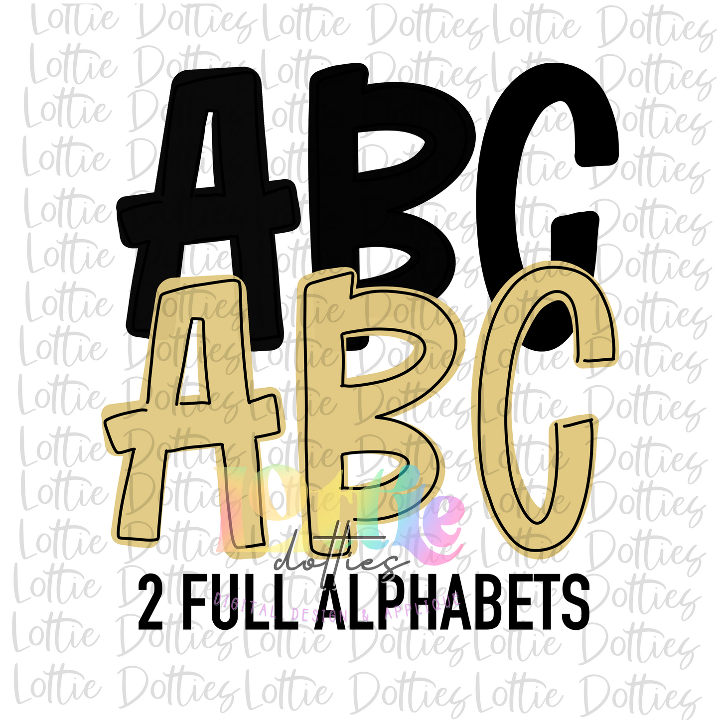 Black and Vegas Gold Spirit Alphabet - Alpha Pack - Alphabet Clipart - Instant Download  - Girl Alpha Pack