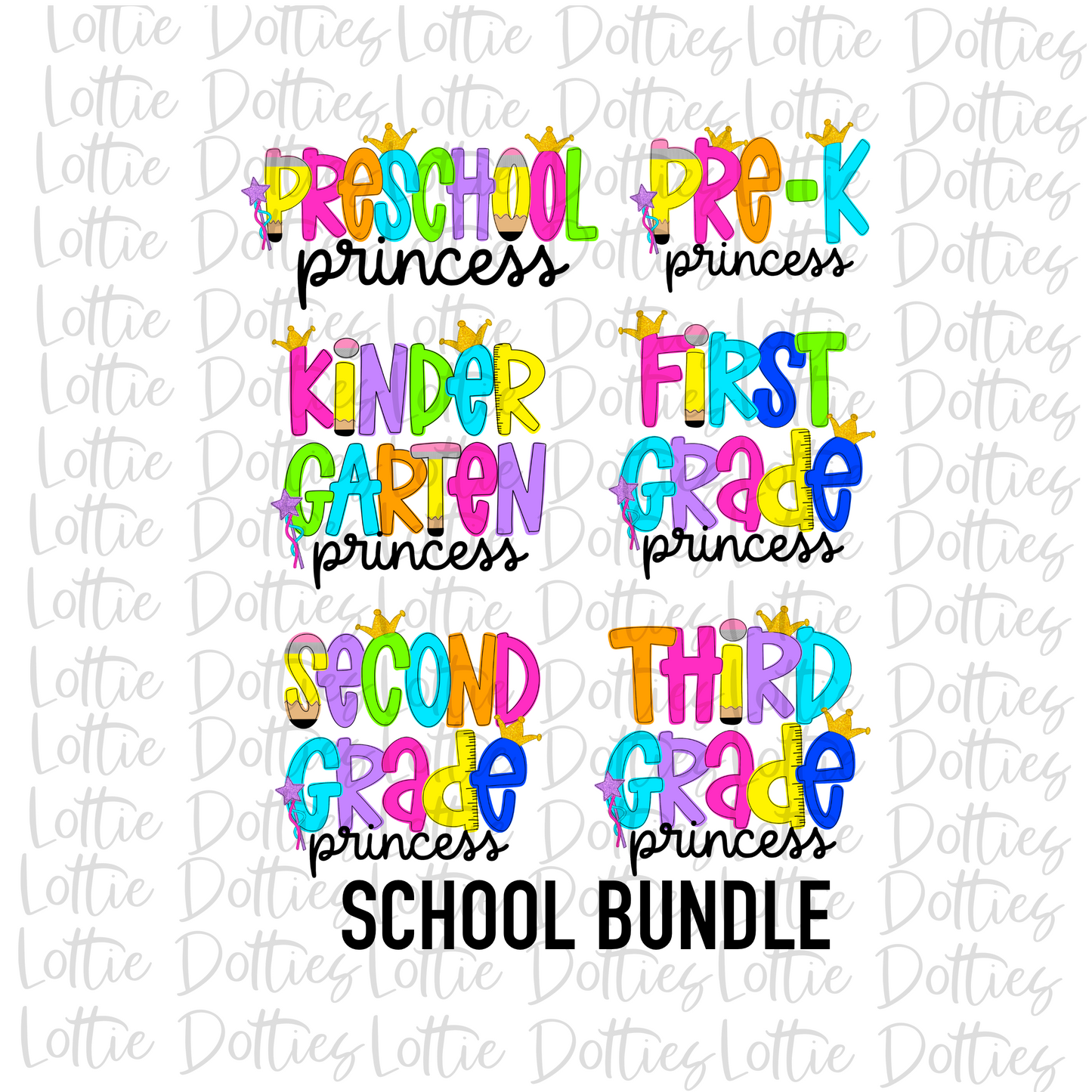 Princess School Grade Bundle - School Bundle - Instant Download