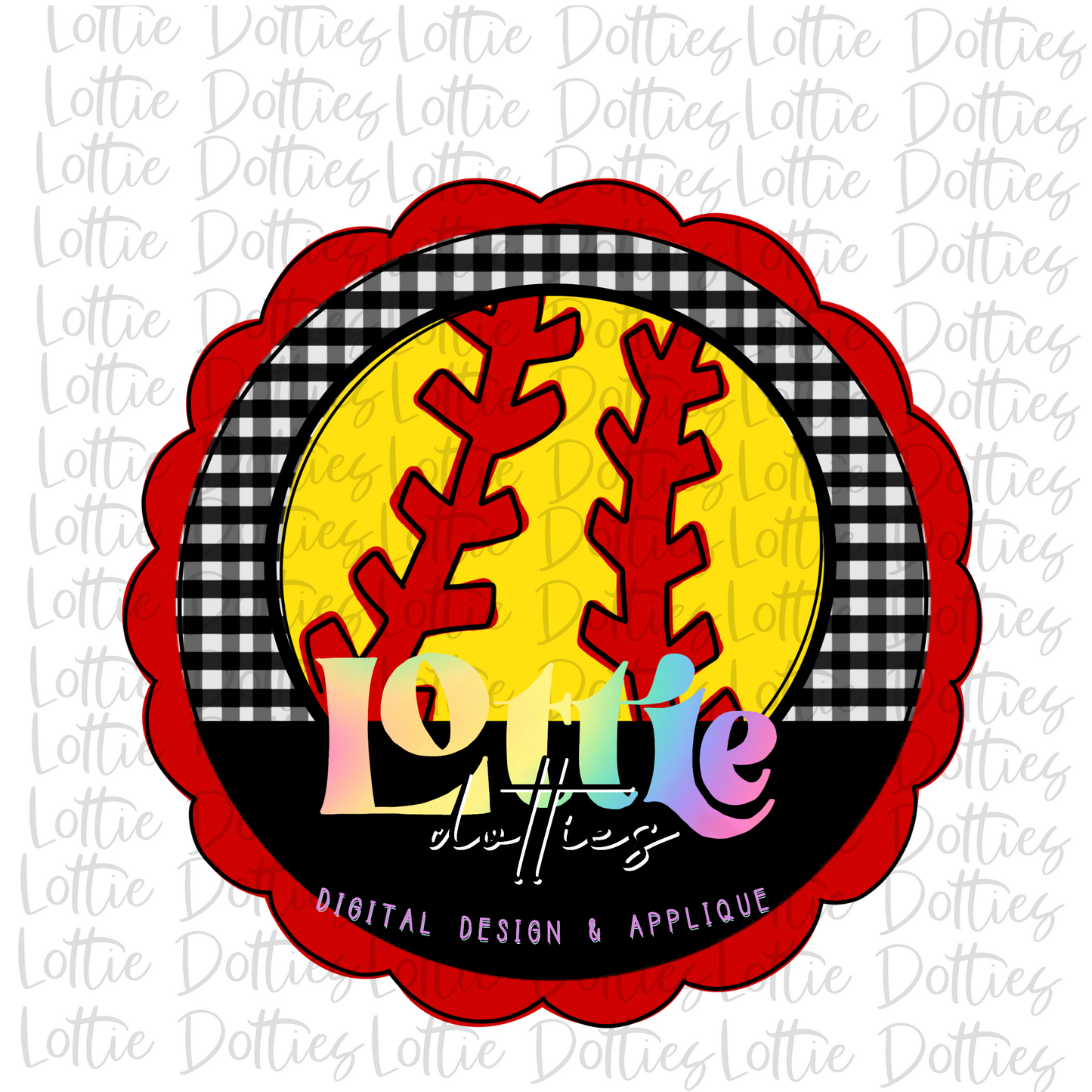 Softball Circle  - PNG -Softball Sublimation- Digital Download - Red and Black