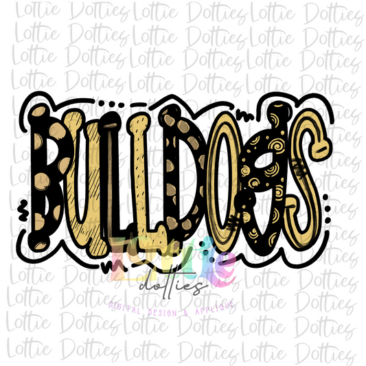 Bulldogs -  PNG - Bulldogs  -   Black and Vegas Gold Sublimation Design - Digital Download