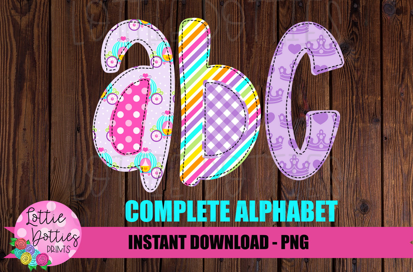 Princess Faux Applique Alphabet - Alpha Pack - Alphabet Clipart - Instant Download  - Girl Alpha Pack