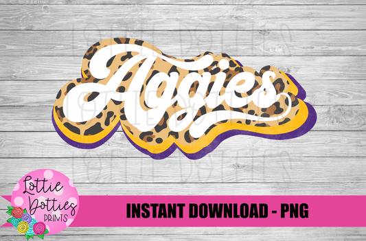 Aggies PNG - Aggies Sublimation Design - Digital Download - Yellow and Leopard