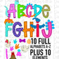 Dino Alphabet - Girl Dinosaur Alpha Pack - Alphabet Clipart  Pack