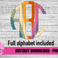Fall Color Block scallop monogram Alphabet - Color Block Alpha Pack - Alphabet Clipart - Instant Download Alpha Pack