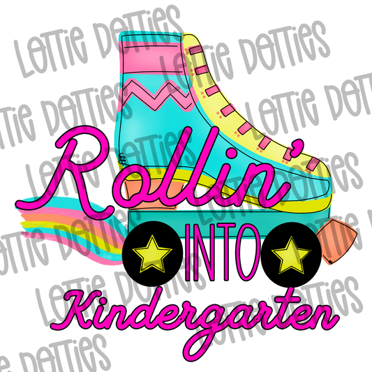 Rolling into Kindergarten Png - Back to School Design - Digital Download