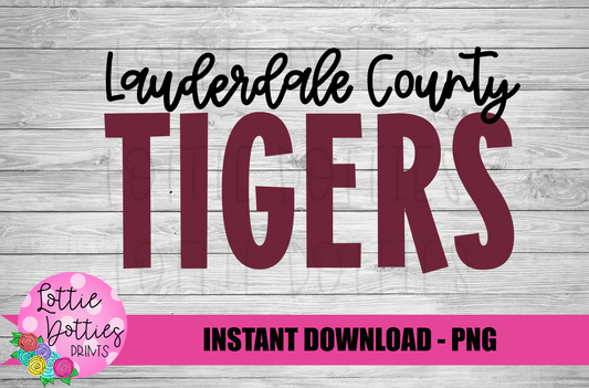 Lauderdale County Tigers PNG - Tigers sublimation design - Digital Download