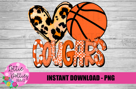 Love Basketball Cougars  Png - Sublimation Design - Cougars  Sublimation- Digital Download