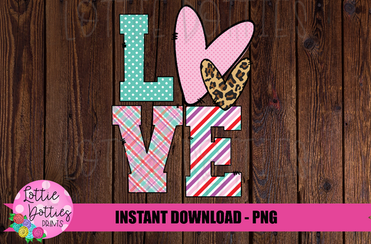 Love with Leopard Heart PNG- Valentine's Sublimation