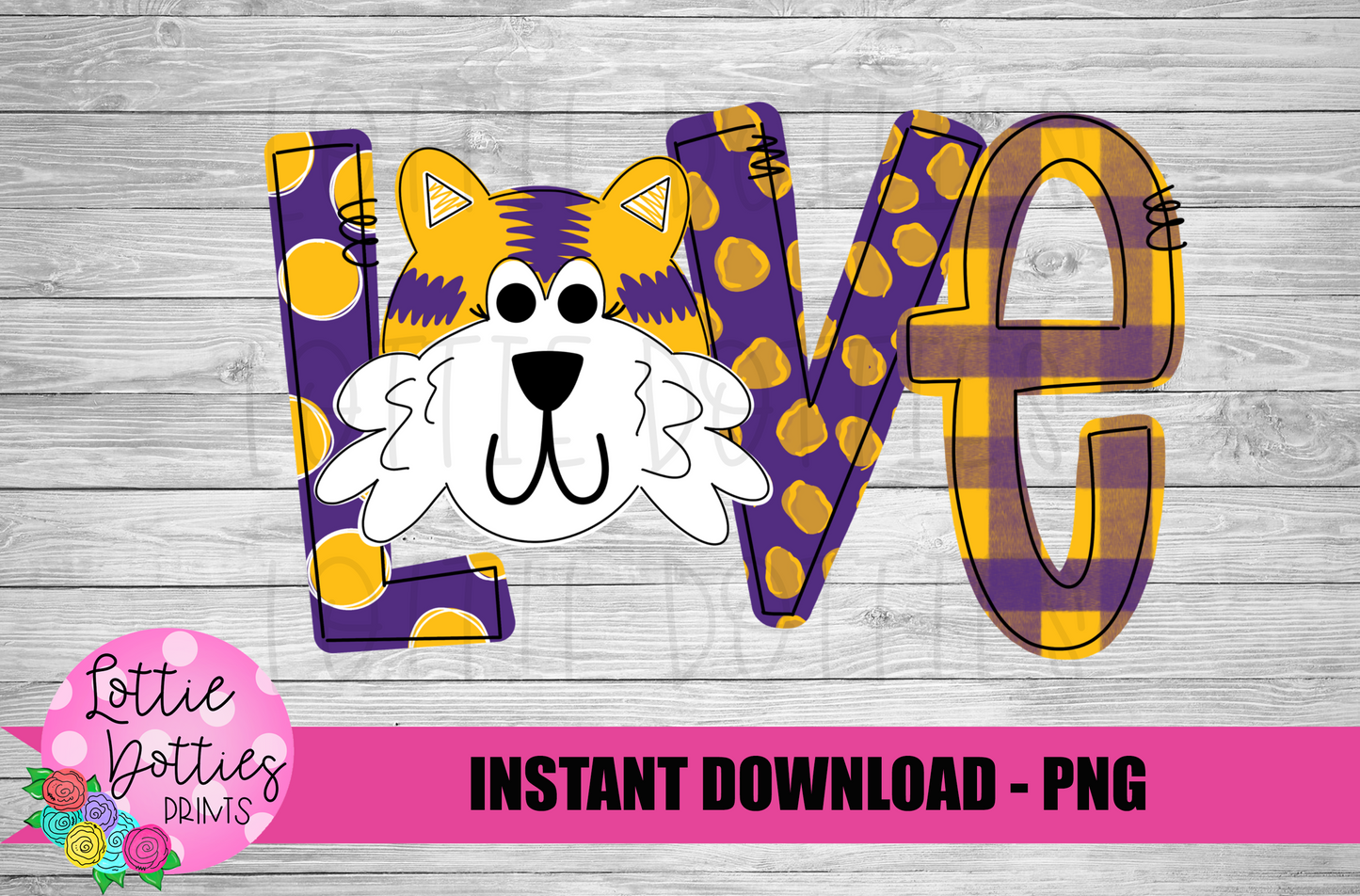 Love Tiger  Png - Tiger Sublimation Design - Digital Download