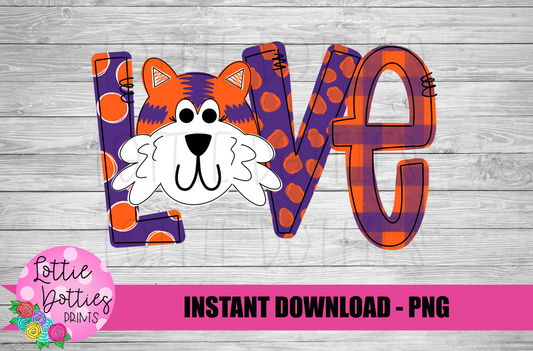 Love Tiger  Png - Tiger Sublimation Design - Digital Download