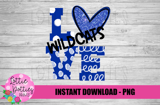 Love Wildcats  Png - Sublimation Design Wildcats  Sublimation- Digital Download