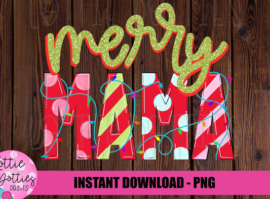 Merry Mama Png - Christmas Sublimation Design- Digital Download