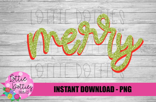 Merry  Png - Christmas Sublimation Design- Digital Download