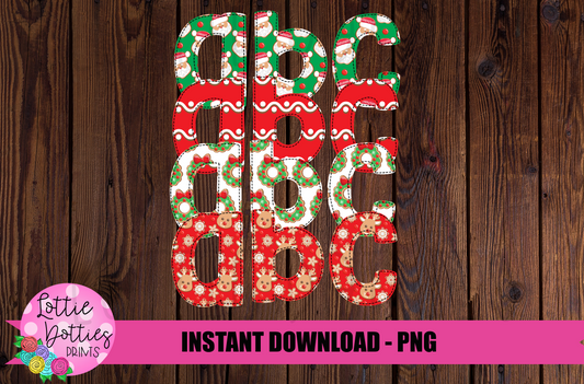 Christmas Faux Applique Alphabet - Alpha Pack - Alphabet Clipart - Instant Download  - Christmas Alpha Pack