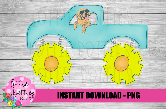 Monster Truck With Dog  Png - Monster Truck Design - Monster Truck Sublimation