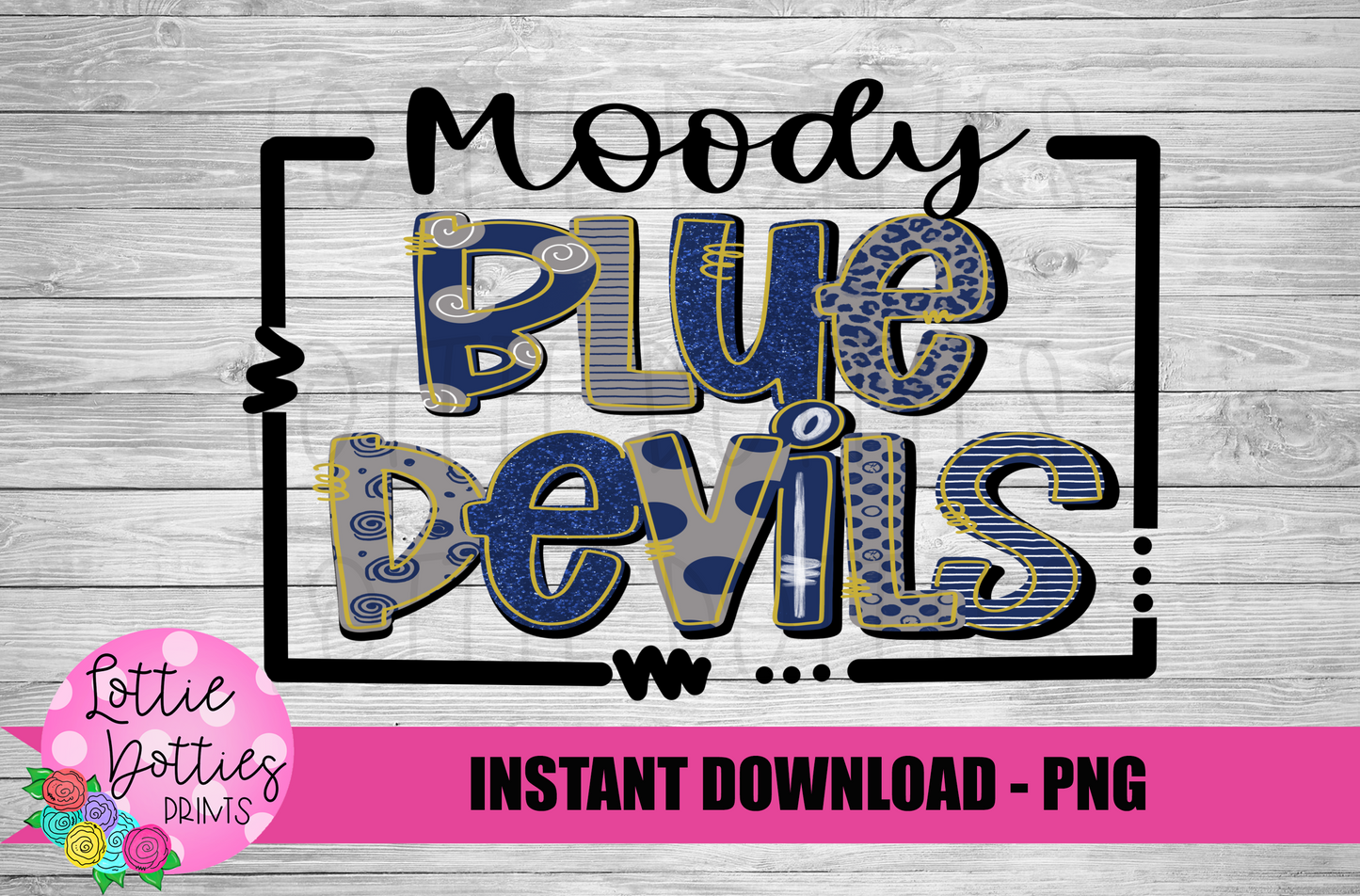 Moody Blue Devils Png - Blue Devils Sublimation Design - Digital Download