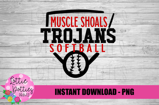 Muscle Shoals Trojans Softball PNG - Trojans sublimation design - Digital Download