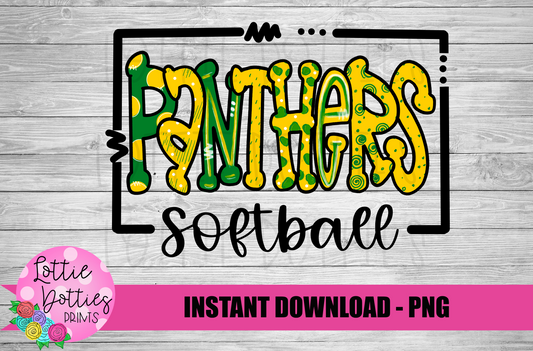 Panthers Softball  PNG - Panthers Sublimation  - Digital Download