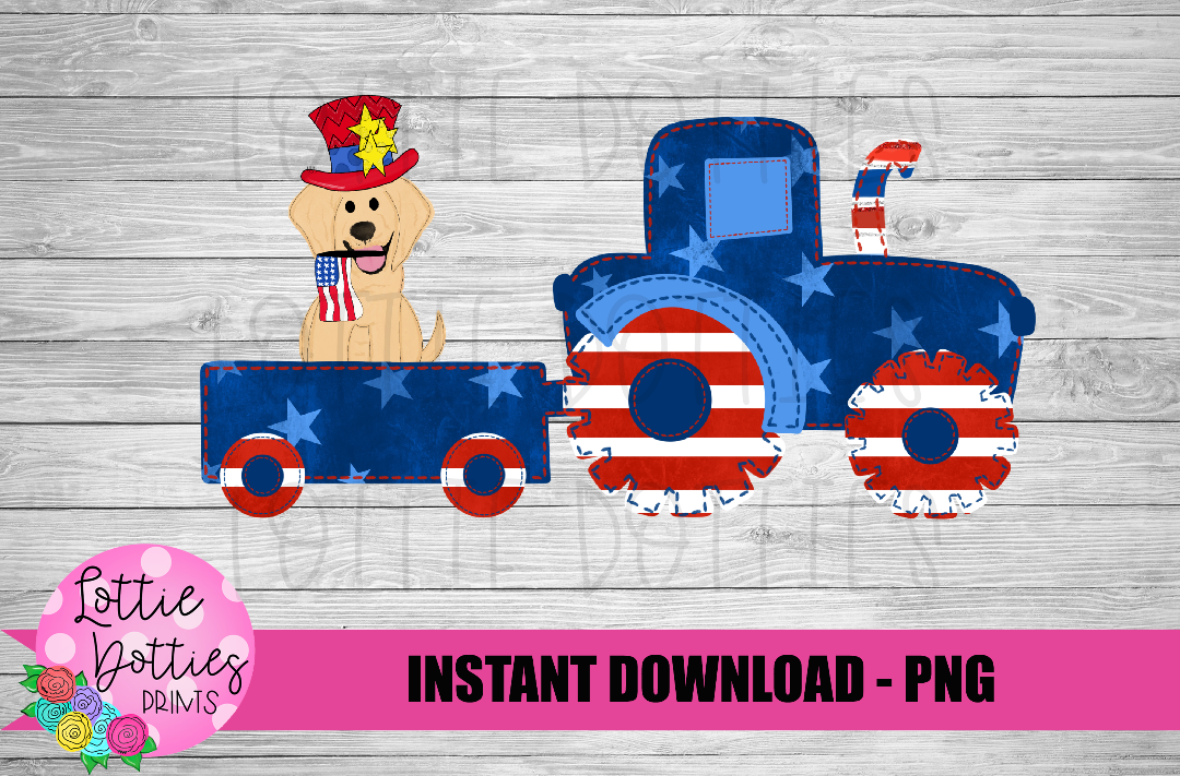 Tractor Patriotic  Faux Applique Png - clipart - Digital download - Instant Download