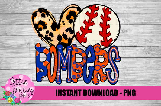 Peace Love Baseball PNG - Bombers Sublimation - Mascot