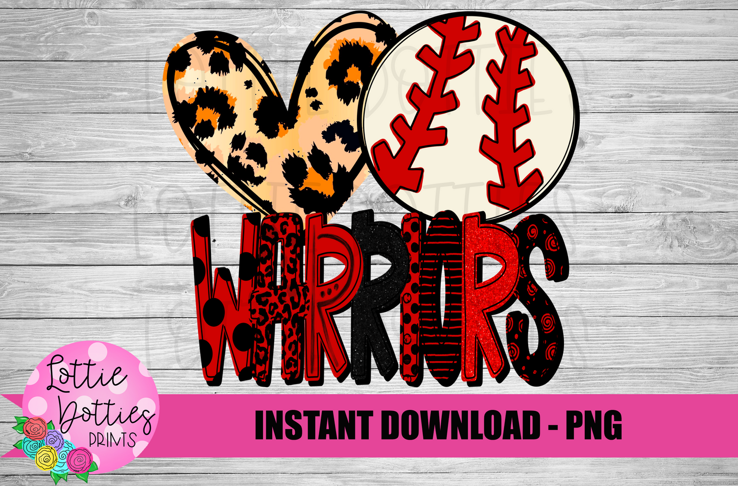 Peace Love Warriors Baseball  Png - Mascot  Sublimation Design - Digital Download