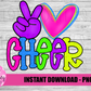 Peace Love Cheer Png - Cheerleader Sublimation File - Cheer - Instant download - Digital Download