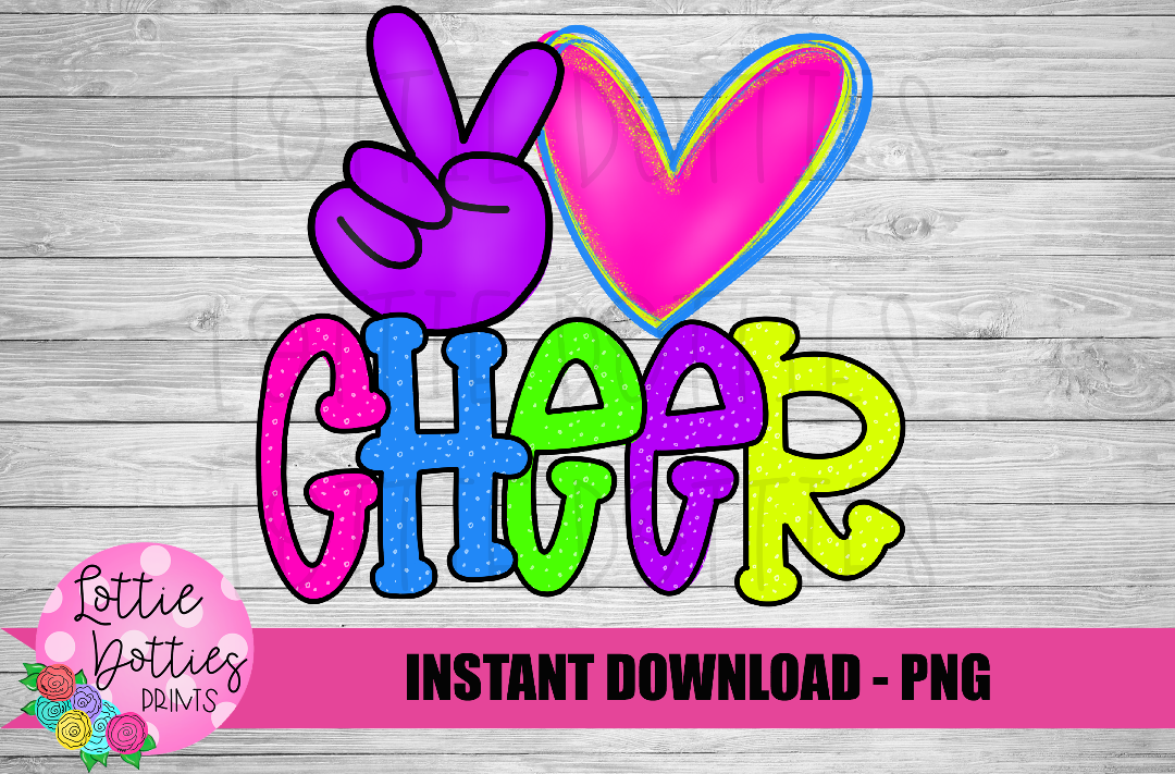 Peace Love Cheer Png - Cheerleader Sublimation File - Cheer - Instant download - Digital Download