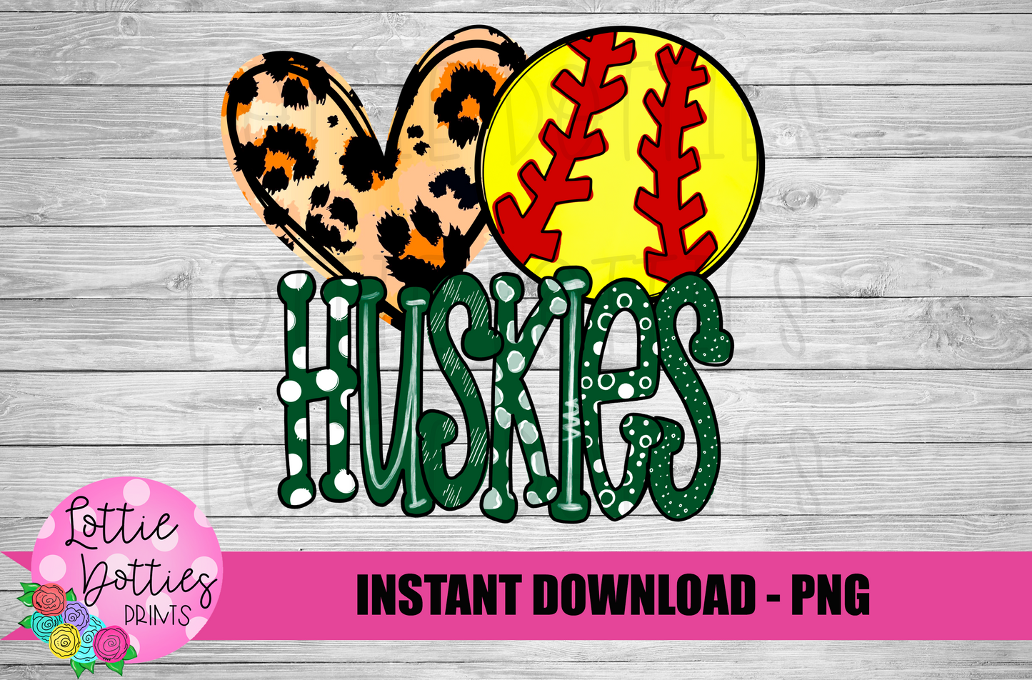 Peace Love Huskies Softball PNG - Softball Sublimation Design