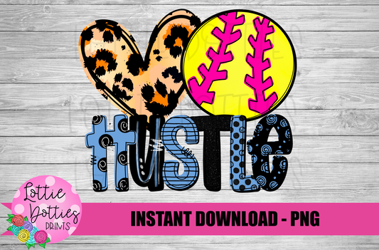 Peace Love Softball - PNG - Hustle -  Sublimation - Digital Download