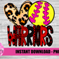 Peace Love Warriors Softball  Png - Mascot  Sublimation Design - Digital Download