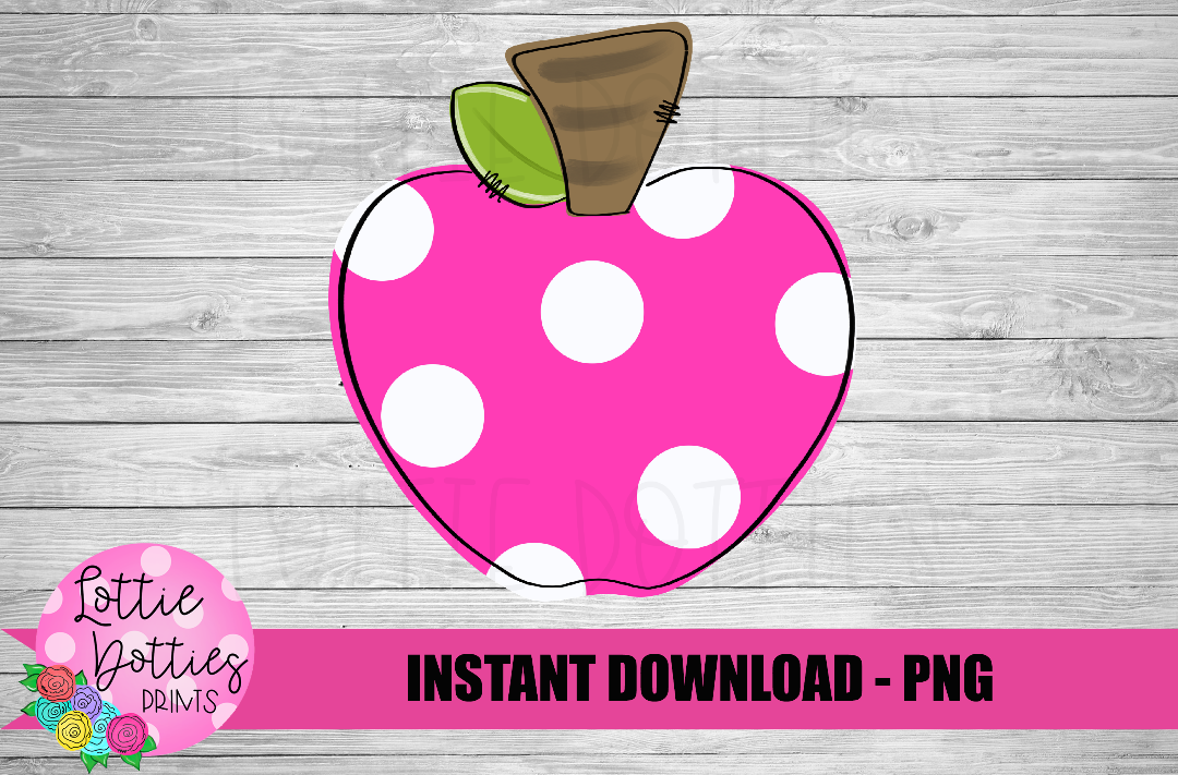 Pink  Apple Png - School Sublimation Design - Digital Download