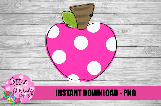 Pink  Apple Png - School Sublimation Design - Digital Download