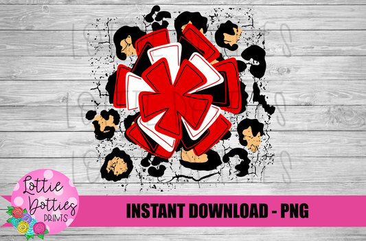 Red and Black Pom PNG - Cheerleader -  Pom Pom  -  sublimation design - Digital Download