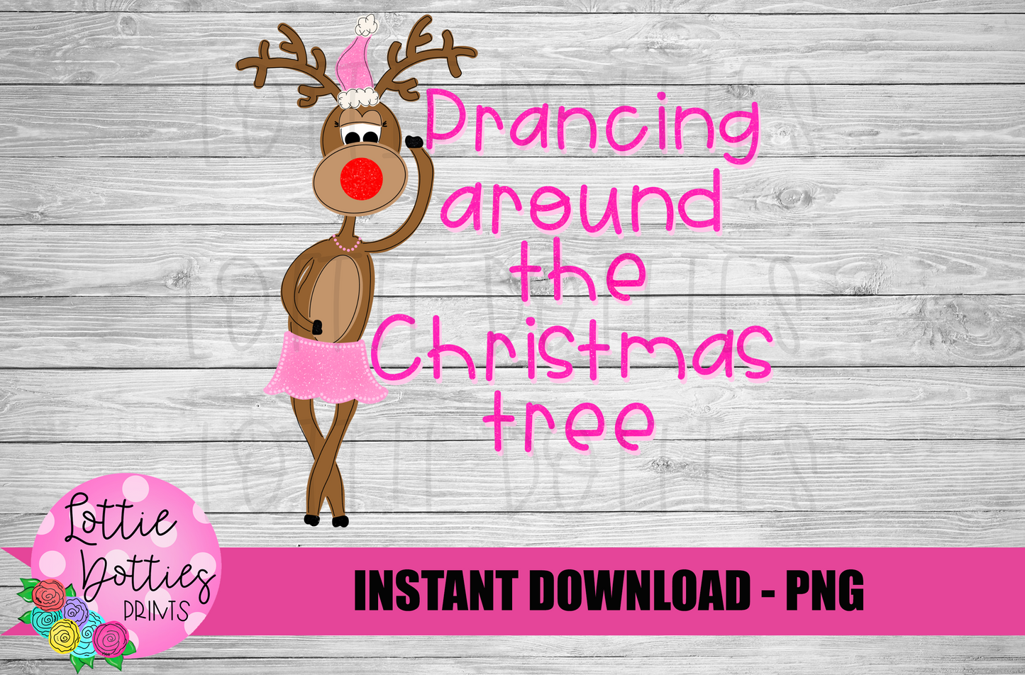 Prancing Around the Christmas Tree  Png - Christmas Sublimation Design- Digital Download