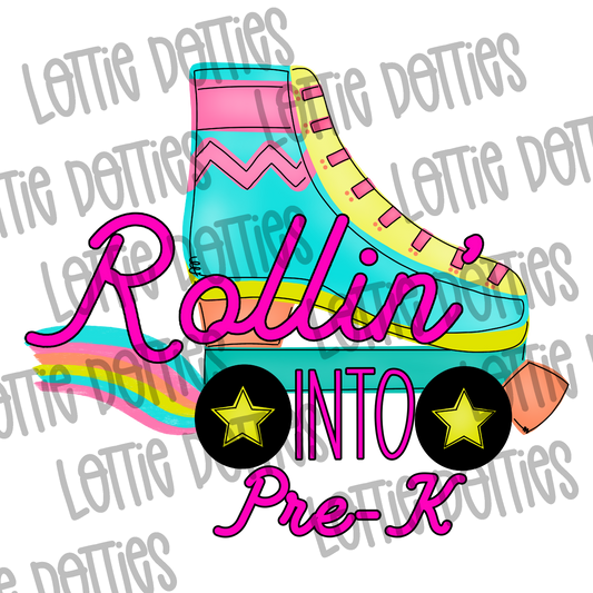 Rolling into Pre-K Png - Back to School Design - Digital Download