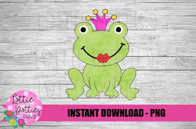 Princess Frog - frog Sublimation Design - Girl Frog Design - Digital Download